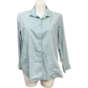Coldwater Creek Striped Button-Up Shirt Blue/White Size 2X